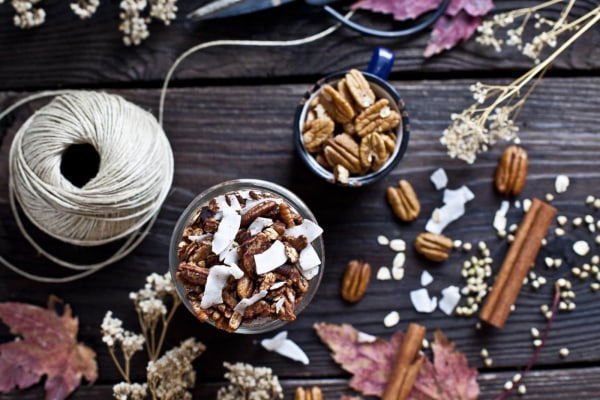 Buckwheat Granola with Pecans, Chocolate and Coconut