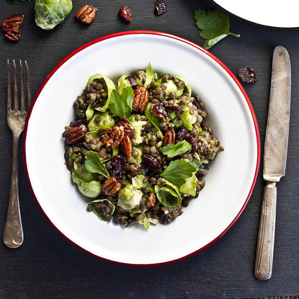 Lentil and Brussels Sprout Salad with Creamy Chia Dressing - Salad Recipe