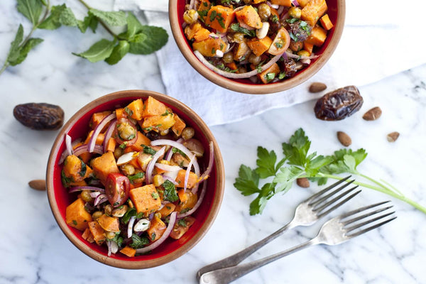 Moroccan Sweet Potato and Medjool Date Salad with Cilantro-Lime Dressing - Salad Recipe
