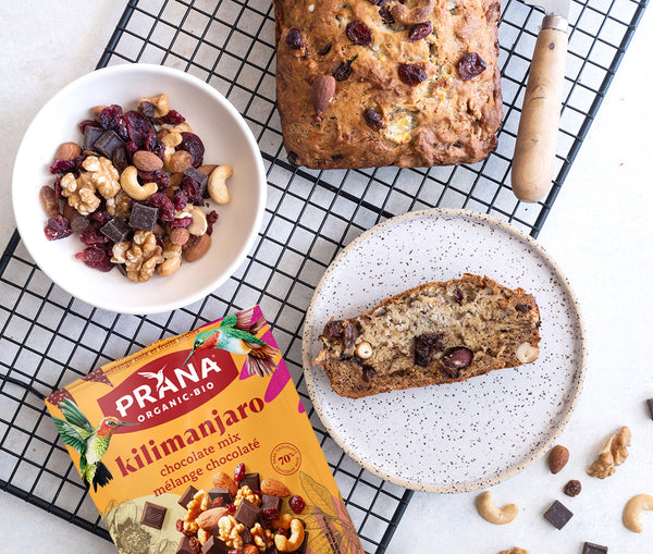 Gluten-Free Banana Coconut Loaf with Prana’s Kilimanjaro Trail Mix - Dessert Recipe