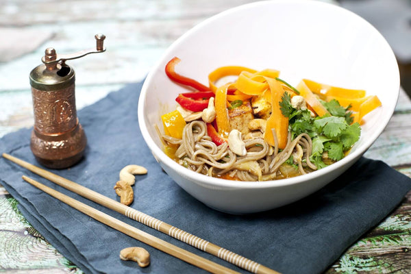 Ramen with Marinated Tofu, Crunchy Veggies and Roasted Cashews - Soup Recipe