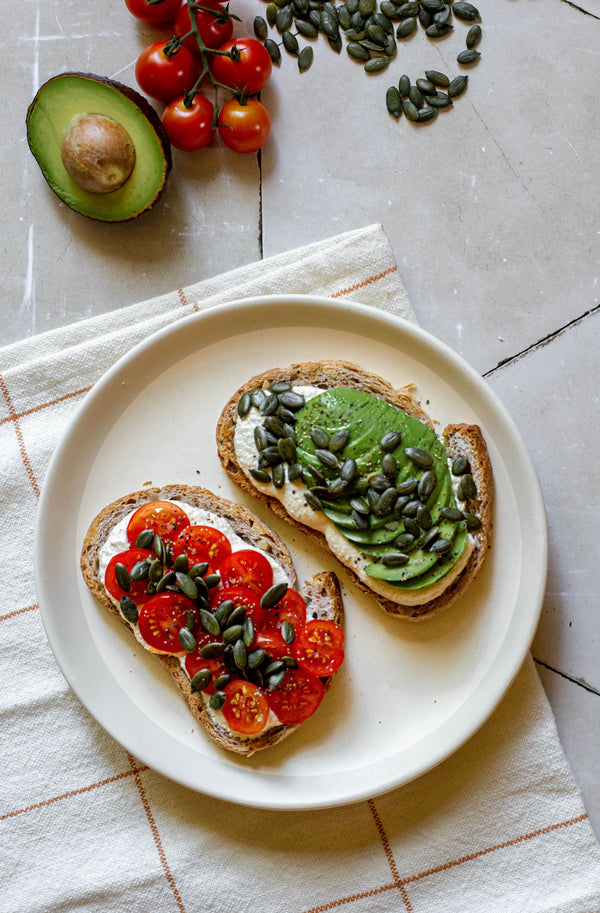 Savory toasts with whipped soy ricotta