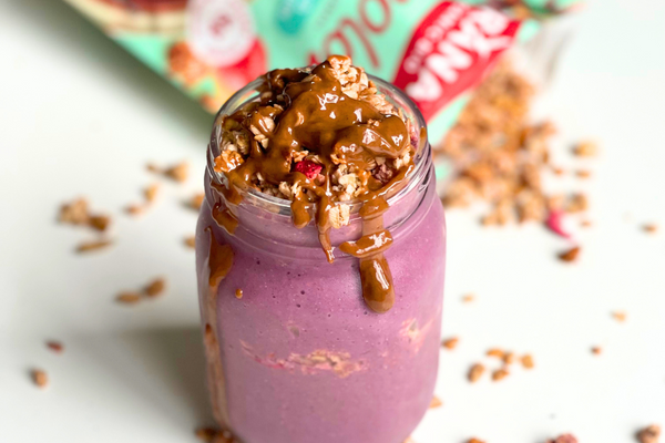 Raspberry granola protein shake