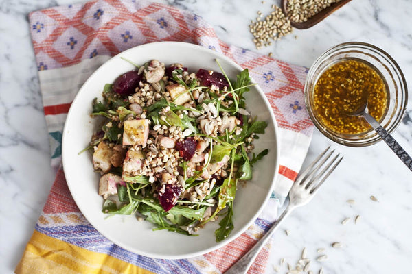 Buckwheat, Tofu and Mushroom Salad with Miso Ginger Dressing - Salad Recipe