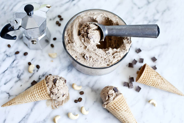 Cashew, Coffee, and Chocolate Chip Vegan Ice Cream - Dessert Recipe