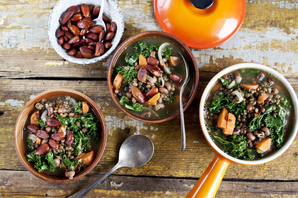 Green Lentil and Bean Soup with Kale - Recipe Soup