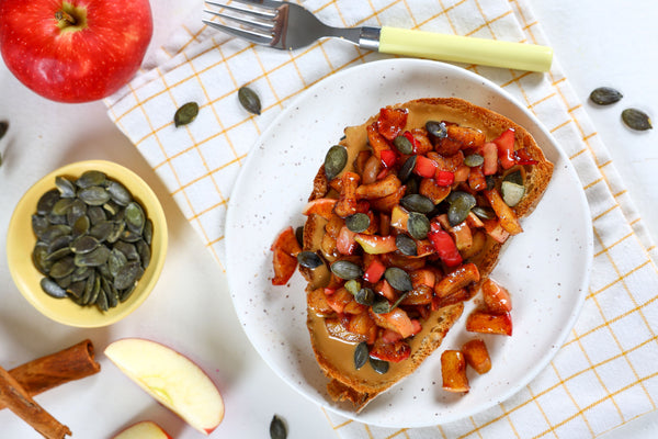 Caramelized Apple Toast with Pumpkin Seeds