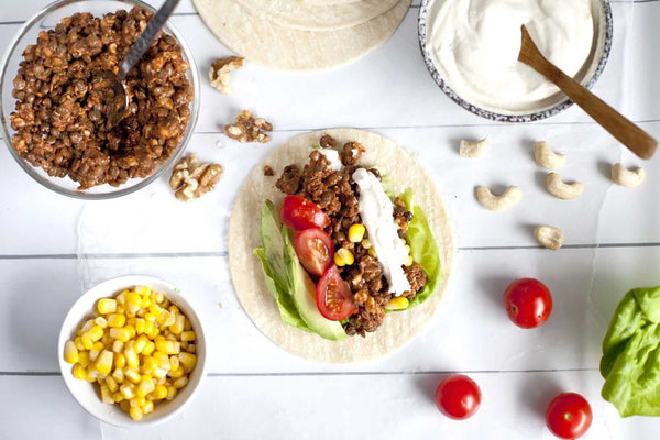 Lentil and Walnut Tacos with Vegan Sour Cream - Main Course Recipe