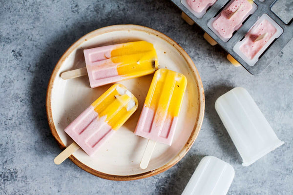 Mango-Strawberry Popsicles with Coconut Chips - Dessert Recipe
