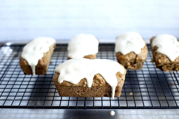 Mini Raisin and Walnut-Studded Carrot Cakes with Lime-Cashew Icing - Dessert Recipe