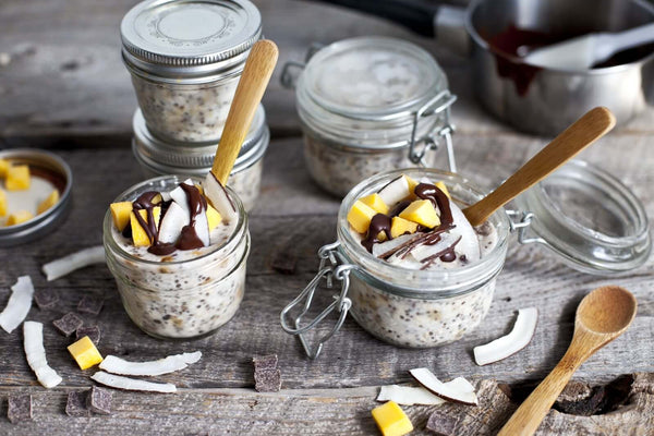 Overnight oatmeal with coconut and chocolate -Breakfast Recipe