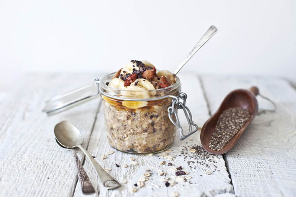 Overnight Oatmeal with ProactivChia, Banana and Cacao Nibs - Breakfast Recipe