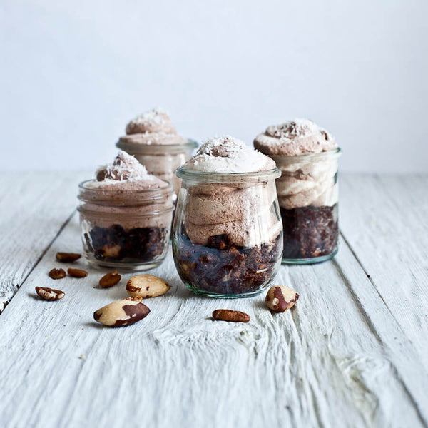 Parfait with Raw Brownie and Coconut Milk Mousse - Dessert Recipe