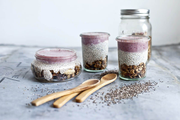 ProactivChia Pudding with Raspberry Cream and Chocolate Granola - Breakfast Recipe