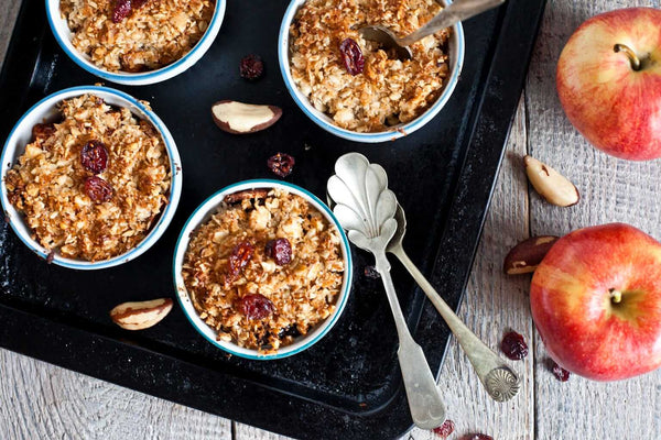 Vegan Apple Nut Crunch Crumble with Cranberries and Dates - Dessert Recipe