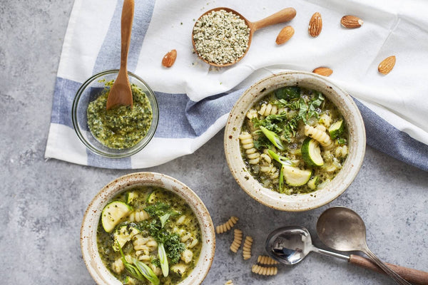 Vegetable Noodle Soup with Homemade Pesto - Soup Recipe