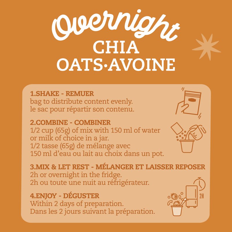 Overnight Chia-avoine biologique avec Protéines – Érable & Pomme