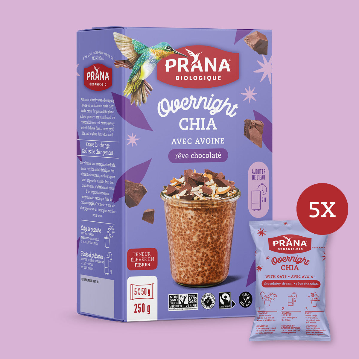 Overnight Chia - Oat & chia mix – Chocolatey dream – Prana Foods