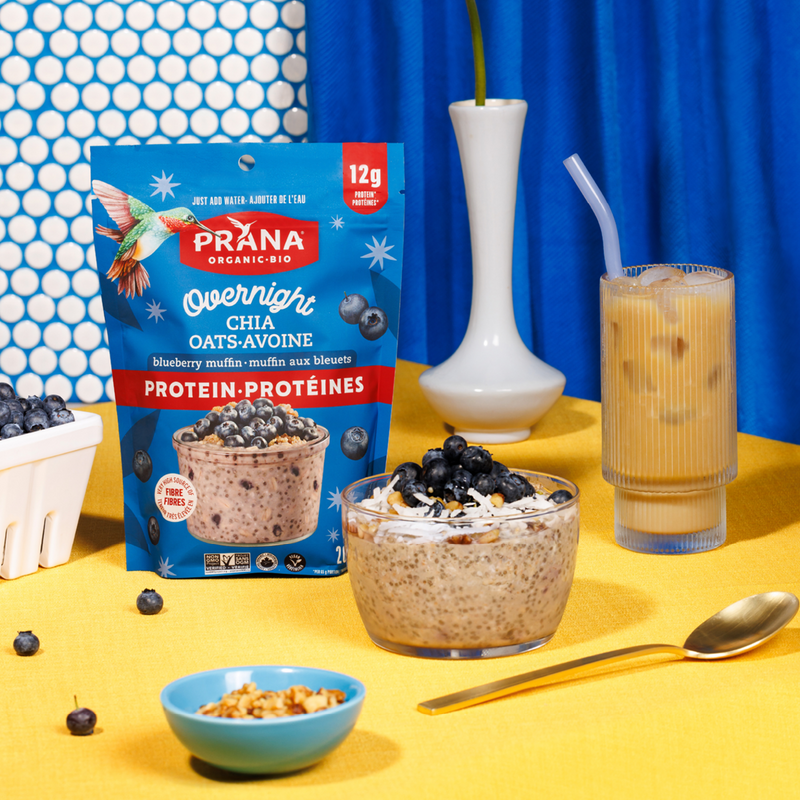 Organic Overnight Chia Oats with Protein – Blueberry Muffin